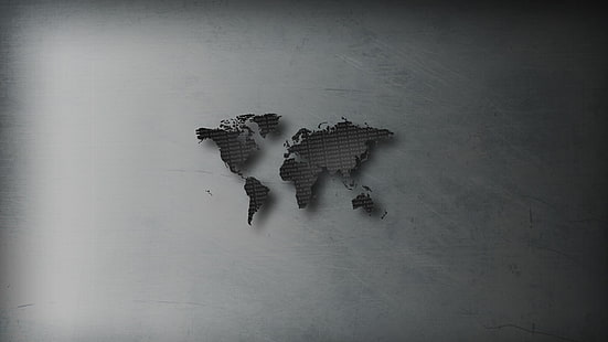 Ilustración del mapa mundial, arte digital, minimalismo, fondo simple, mapa mundial, continentes, Europa, África, Asia, Australia, América del Sur, isla, América del Norte, arañazos, texto, Fondo de pantalla HD HD wallpaper