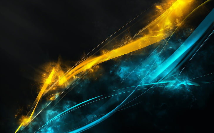 yellow and blue abstract illustration, abstract, HD wallpaper