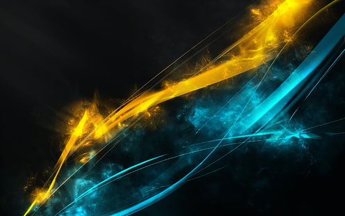 жълто и синьо абстрактна илюстрация, абстрактно, HD тапет HD wallpaper