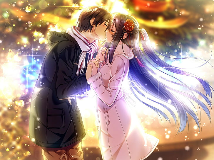 couple, kissing, HD wallpaper