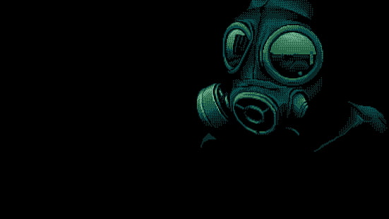 dark, gas masks, pixel art, HD wallpaper HD wallpaper