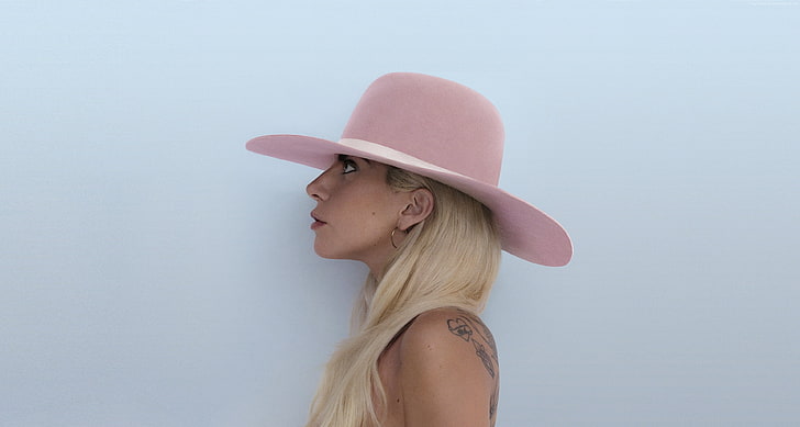 blonde, Lady Gaga, hat, music, pink, joanne, HD wallpaper