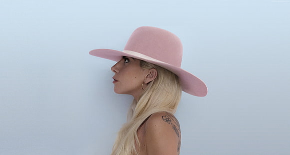 bionda, Lady Gaga, cappello, musica, rosa, joanne, Sfondo HD HD wallpaper