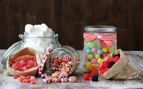 Sweet food, candy, marshmallow, jelly, sugar, berries, Sweet, Food, Candy, Marshmallow, Jelly, Sugar, Berries, HD wallpaper HD wallpaper