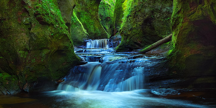 Finnich Glen, Deep Valley, Forest, Stream, River, 5K, HD wallpaper