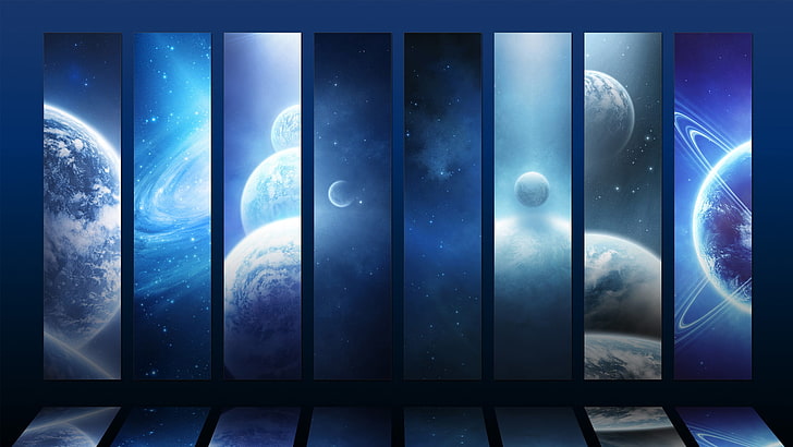 assorted-color planets collage, stars, planet, galaxy, planets, galaxies, the vastness of the universe, HD wallpaper