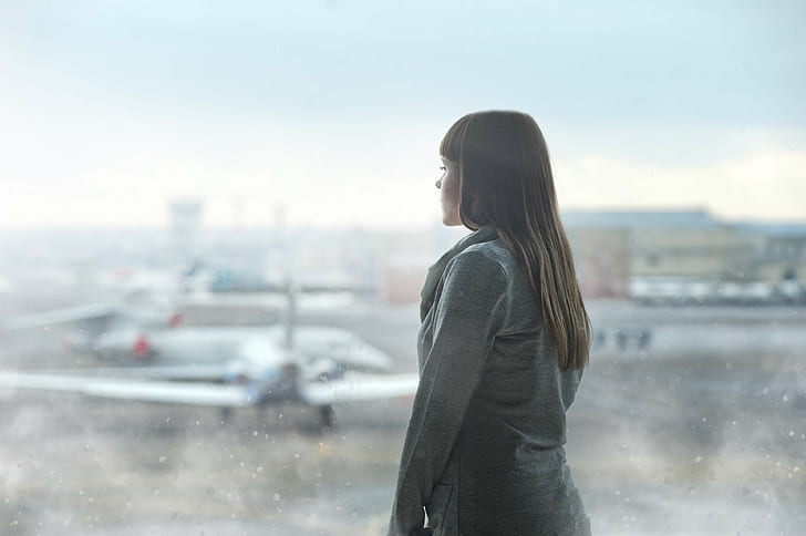 airplanes, airport, blur, city, departure, destination, female, flight, fog, glass, lady, looking, lounge, outdoors, passenger, people, person, sad, tourist, travel, trip, vacation, waiting, watching, water, window, woman, HD wallpaper