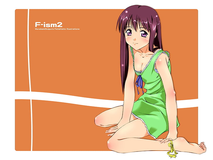 female anime character digital wallpaper, murakami suigun, f-ism, girl, smile, pose, HD wallpaper