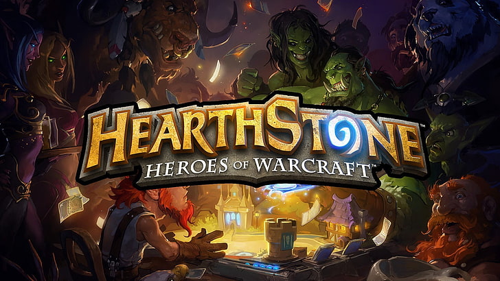 HeartStone Heroes of Warcraft digital wallpaper, hearthstone heroes of warcraft, magic the gathering, free-to-play, blizzard, thrall, garrosh, jaina, rexxar, uther, HD wallpaper