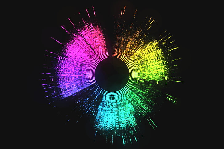 الوردي والأخضر أيقونة قوس قزح الحمض النووي الموسيقى Colorfull Circle، خلفية HD