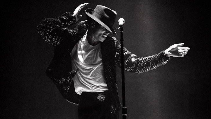 Fond d'écran Michael Jackson en niveaux de gris, Chanteurs, Michael Jackson, Billie Jean, Danse, Roi de la pop, Musique, Fond d'écran HD