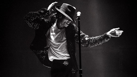 Fond d'écran Michael Jackson en niveaux de gris, Chanteurs, Michael Jackson, Billie Jean, Danse, Roi de la pop, Musique, Fond d'écran HD HD wallpaper