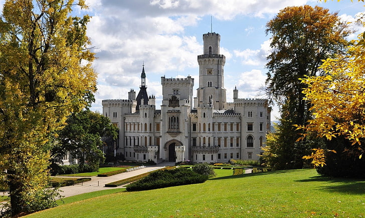 Castelos, Castelo Hluboká, Boêmia, Castelo, Ceske Budejovice, República Tcheca, HD papel de parede