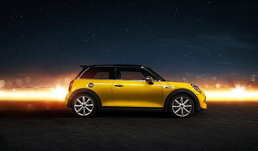gelber Mini Cooper, Mini Cooper s, Mini Cooper, Seitenansicht, Auto, HD-Hintergrundbild HD wallpaper
