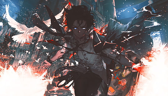 черноволосый мультипликационный персонаж концепт арт, аниме, оригинальные персонажи, HD обои HD wallpaper