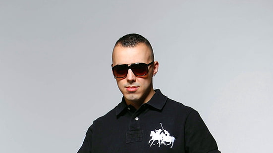 мъжка черна риза поло, лученцо, очила, външен вид, лице, риза, HD тапет HD wallpaper