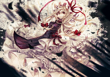 weißes und schwarzes Blumentextil, Touhou, Yakumo Yukari, HD-Hintergrundbild HD wallpaper