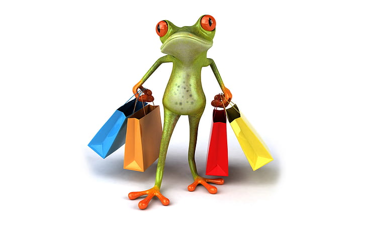 Shopaholic Frosch, Frosch, lustig, HD-Hintergrundbild