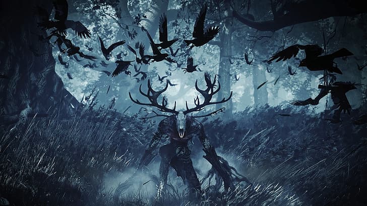 The Witcher, The Witcher 3: Wild Hunt, The Witcher 2: Assassins of Kings, Geralt of Rivia, Ciri, Ciri (The Witcher), Devil, Satan, demon, crow, Fear Effect, digital art, video games, Monster Hunter, HD wallpaper