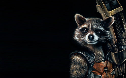Guardians of the Galaxy, brown and white raccoon illustration, Guardians of the Galaxy, Raccoon, Rocket, Rocket Raccoon, art, background, HD wallpaper HD wallpaper