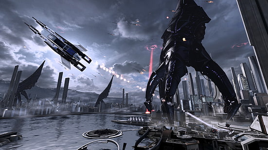 schwarze animierte Charaktertapete, Mass Effect, Mass Effect 2, Mass Effect 3, Reapers, Videospiele, HD-Hintergrundbild HD wallpaper