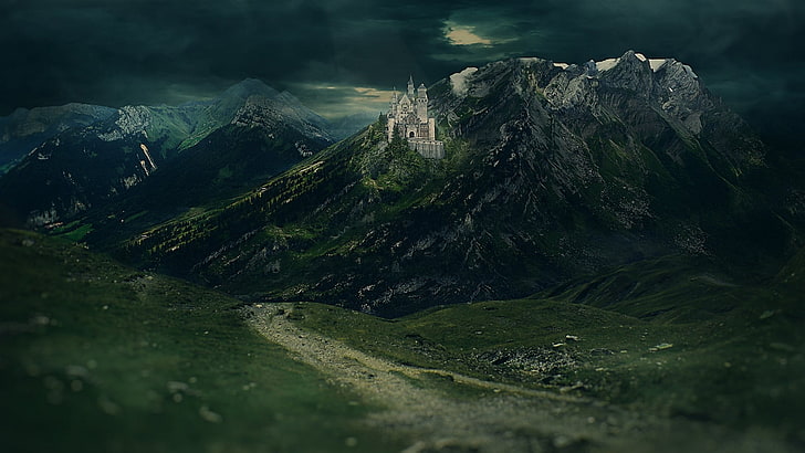산, 자연, 성, 산에 성, HD 배경 화면