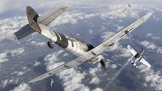 미국 공군, 북미 P-51 머스탱, 루프트 바페, 메서 슈미트 Bf.109, 단일 엔진 피스톤 전투기, 미국 단일 좌석 전투기, HD 배경 화면 HD wallpaper