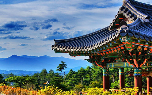 Tempel, tempel, Korea, landskap, HD tapet HD wallpaper