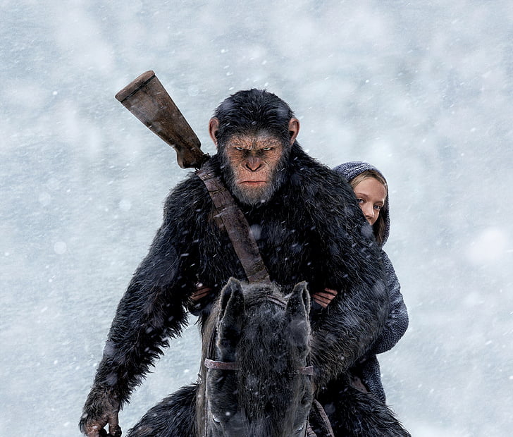 War on the Planet of the Apes, Caesar, Amiah Miller, War for the Planet of the Apes, HD tapet