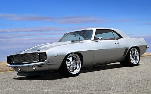 american muscle cars silver 1969 chevrolet camaro ss sport cars 1680x1050  Cars Chevrolet HD Art , American, muscle cars, HD wallpaper HD wallpaper