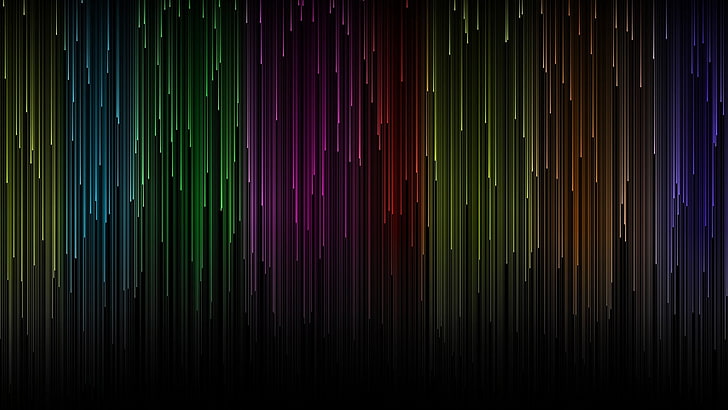 разноцветные обои дождя, разноцветные абстрактные краски, абстрактные, линии, красочные, матрица, HD обои