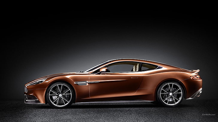 brown coupe, Aston Martin Vanquish, car, Aston Martin, vehicle, HD wallpaper