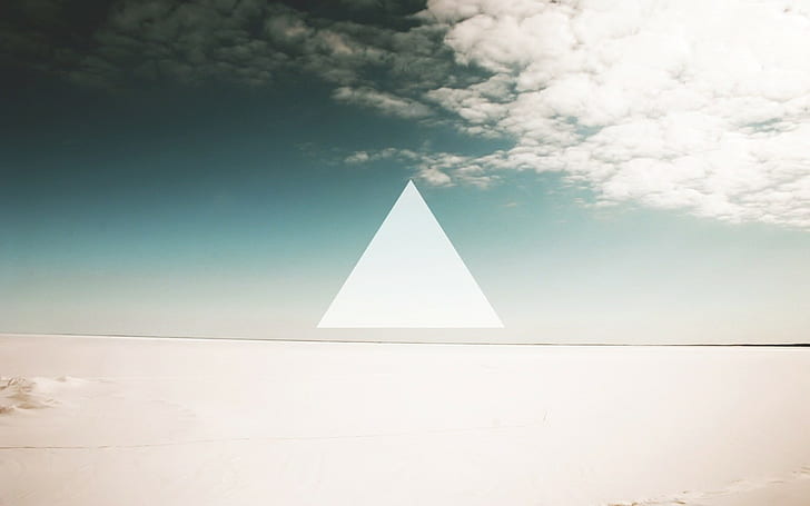 三角形ミニマリズムヒップスター写真砂漠雲空、 HDデスクトップの壁紙