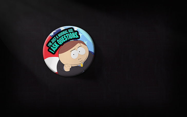 épinglette ronde de South Park, minimalisme, South Park, agitation, élections, Cartman, Fond d'écran HD