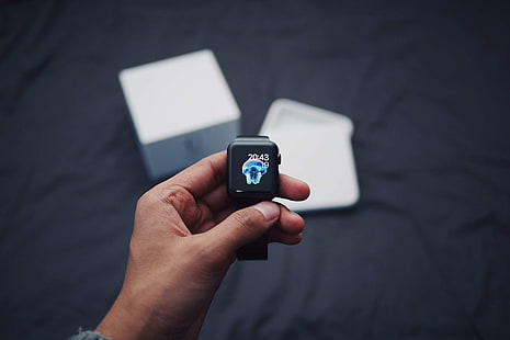 часы Apple, устройство, цифровые, рука, SmartWatch, технологии, время, распаковка, наручные часы, HD обои HD wallpaper
