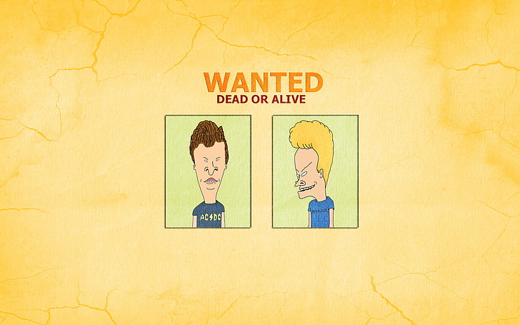 the inscription, minimalism, the trick, Beavis and Butt-head, Beavis and Butthead, Wanted Dead Or Alive, HD wallpaper