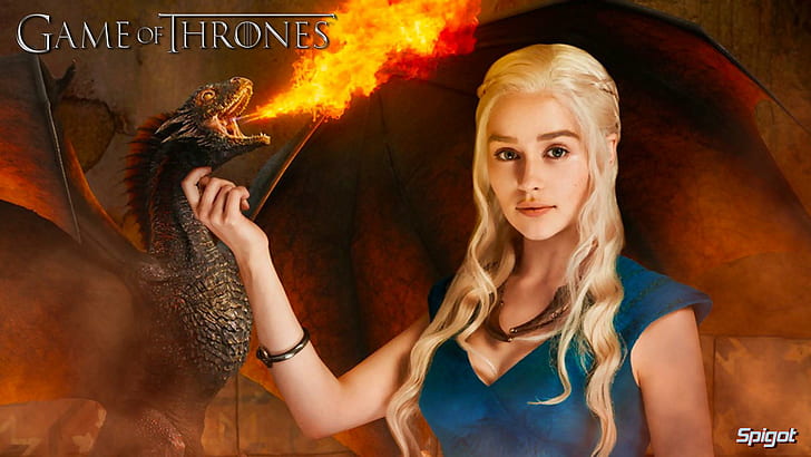 Game of Thrones - Daenerys Targaryen, permainan singgasana daenerys targaryen, naga, daenerys, skyphoenixx1, gambar, westero, fantastis, hiburan, pertunjukan, emilia-clarke, takhta, Wallpaper HD