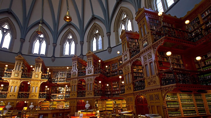 library of parliament, ottawa, ontario, canada, library, medieval architecture, building, HD wallpaper