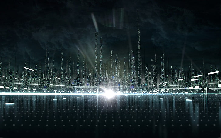 budynki miejskie, science fiction, futurystyczne miasto, sztuka cyfrowa, Tapety HD