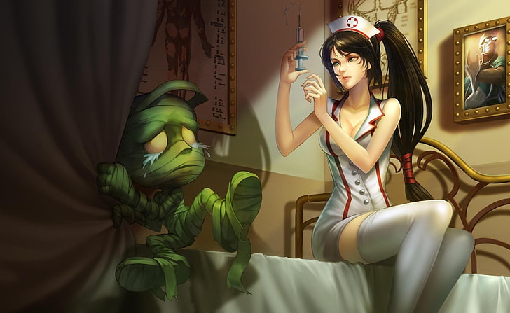 League Of Legends Video Game, black-haired female anime wearing nurse attire illustration, Games, Other Games, Game, Legends, Video, League, HD wallpaper