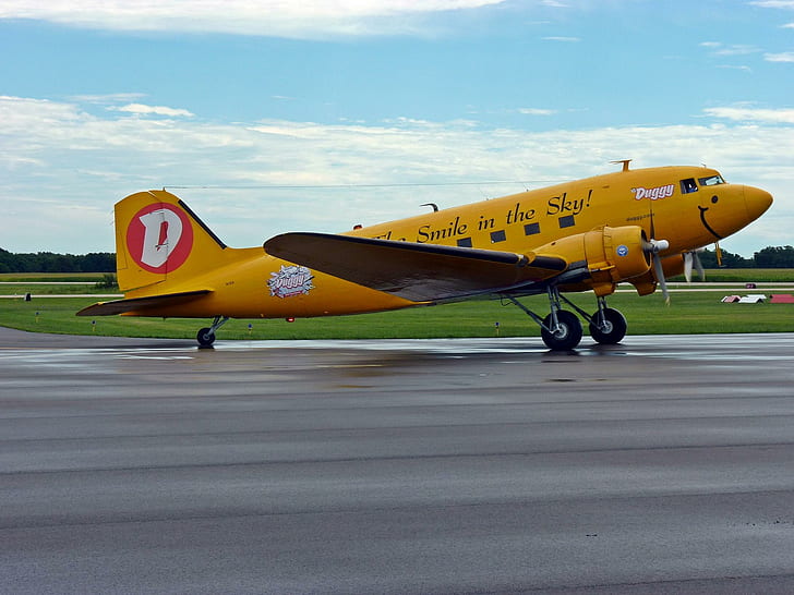 Duggy Air, airplane, douglas, antique, dc-3, plane, duggy, classic, aircraft planes, HD wallpaper