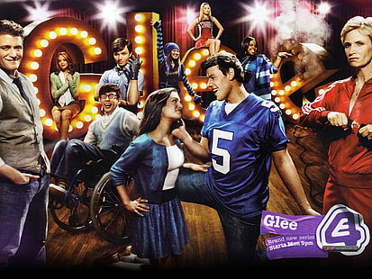 obsada finn Glee Cast Entertainment Seriale telewizyjne HD Art, finn, rachel, obsada, radość, sue, Tapety HD HD wallpaper