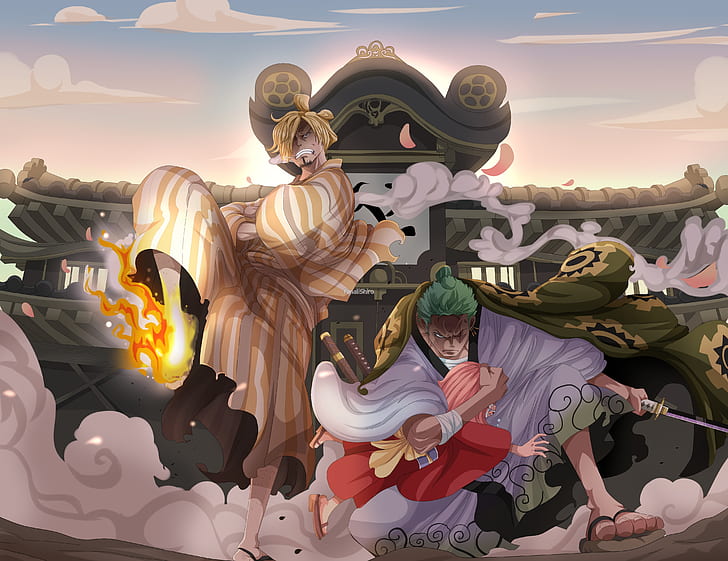 One Piece, Roronoa Zoro, Sanji (One Piece), Toko (One Piece), Fond d'écran HD