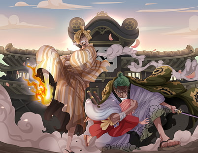 One Piece, Ророноа Зоро, Санджи (One Piece), Токо (One Piece), HD обои HD wallpaper