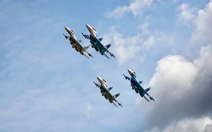 Pejuang Falcons di langit, Rusia, Falcons, Fighters, Sky, Rusia, Wallpaper HD