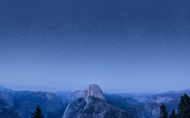 El, capitan, mountain, wood, night, sky, star, blue, HD wallpaper |  Wallpaperbetter