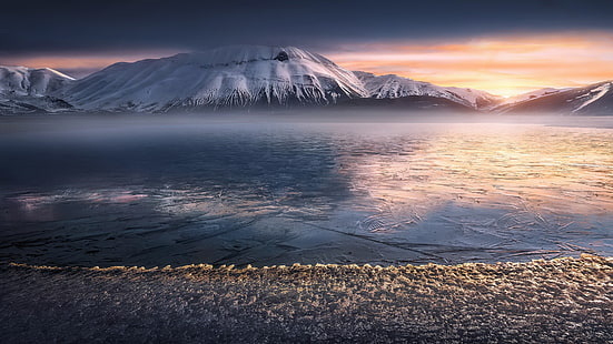пейзаж, природа, горы, снег, лед, зима, HD обои HD wallpaper