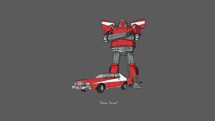 red and gray robot toy, car, Transformers, minimalism, HD wallpaper