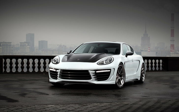 TopCar, Porsche, Porsche Panamera GTR Stingray, Porsche Panamera, mobil putih, Wallpaper HD