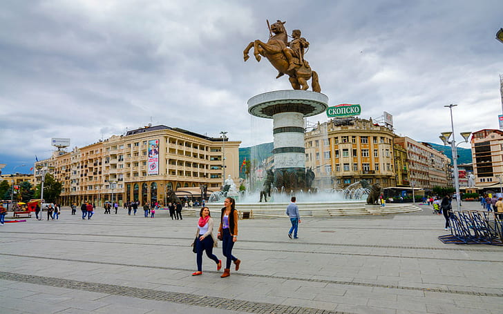 Квадрат Македония Кентарот на Скопие Република Македония 1920 × 1200, HD тапет